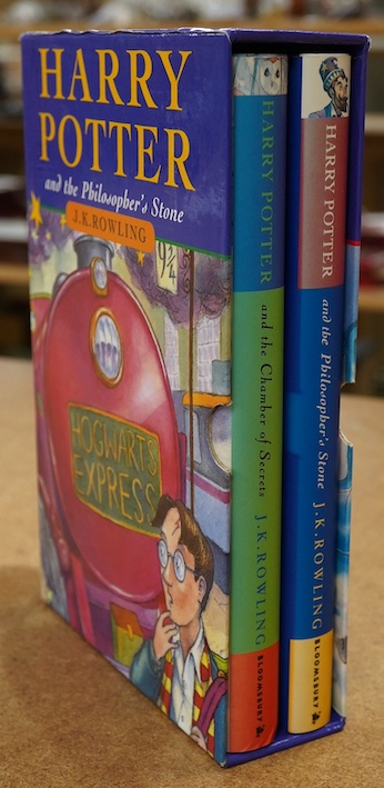 Rowling, J.K. - Harry Potter and The Philosopher’s Stone / Harry Potter and the Chamber of Secrets. The boxed 'The Harry Potter Gift Set' (2 vols) both with half titles; original pictorial boards and d/wrappers and picto